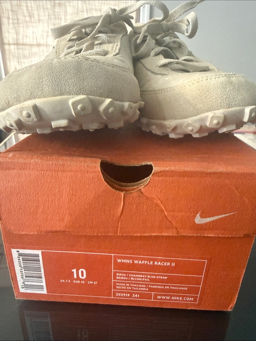 NIB- Nike Birch/Tan Waffle Racer II Women's Sneakers